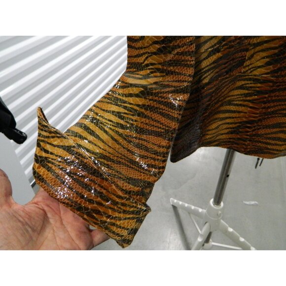 Pamela McCoy Size L New Leather Animal Print Jacket Zippered Front & Cuffs - Picture 10 of 15